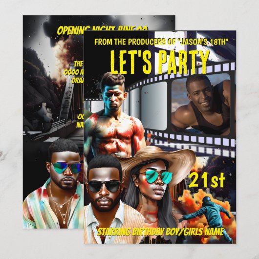 Film poster DIY foto volwassen verjaardagsfeestje  Kaart (Voorkant / Achterkant)