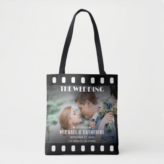 Film Poster Filmstrip Zwart-wit Bruiloft Tote Bag (Voorkant)
