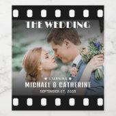 Film Poster Filmstrip Zwart-wit Bruiloft Wijn Etiket (Enkel label)