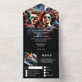 Film poster thema bruiloft actie helden thriller all in one uitnodiging (Binnen)