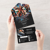 Film poster thema bruiloft actie helden thriller all in one uitnodiging (Afscheurbaar)