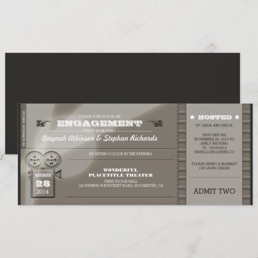 Film Premiere ENGAGEMENT PARTY Tickets Uitnodiging (Voorkant / Achterkant)