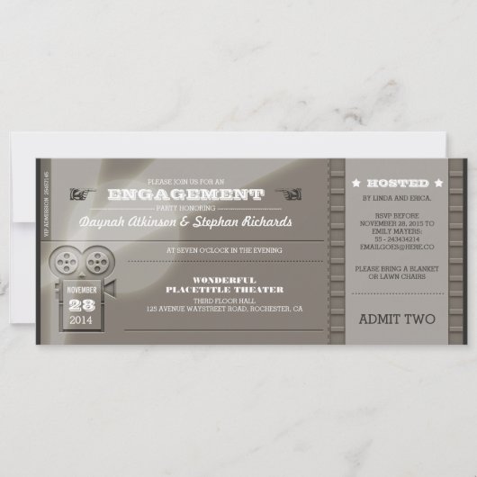 Film Premiere ENGAGEMENT PARTY Tickets Uitnodiging (Voorkant)