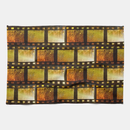 film reel film goud geel en zwart theedoek (Horizontaal)