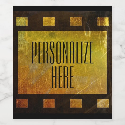  film reel film goud zwart wijn etiket (Enkel label)