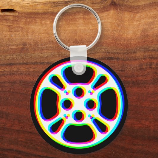 Film Reel/Movie Reel Sleutelhanger (Kleurrand) (Voorkant)
