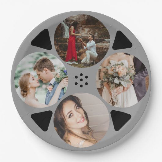Film Reel Ronde Foto Bruiloft Papieren Bordje (Voorkant)