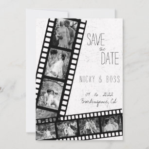 Film Rustic Modern Photo Save the Date Wedding Kaart