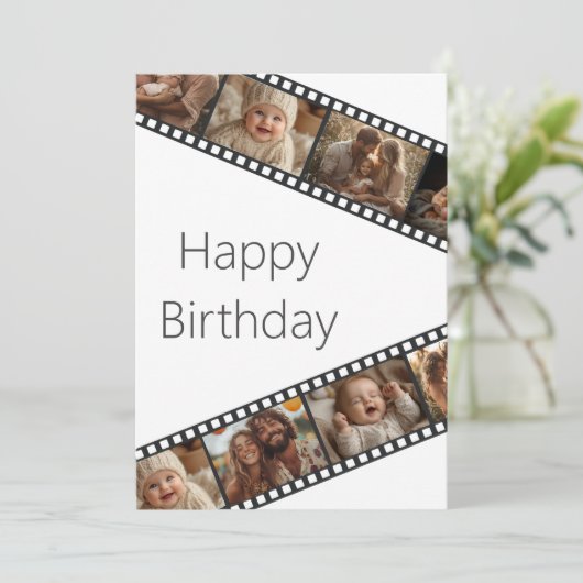 Film Strip Foto Happy Birthday Kaart (Staand voorkant)