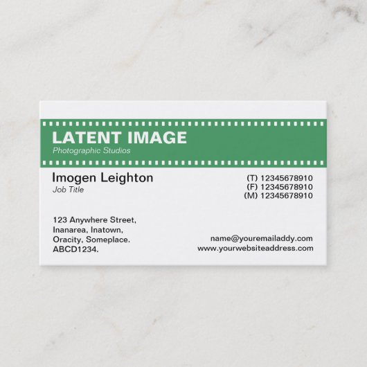 Film Strip Header - Legergroen en wit Visitekaartje (Voorkant)