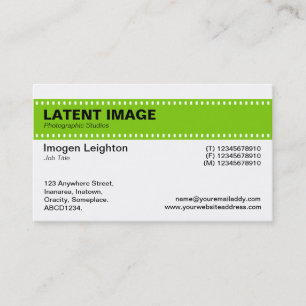 Film Strip Header - Martian Green en White Visitekaartje