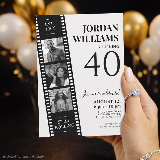 Film Strip Invite, Hollywood Movie Custom Birthday Kaart