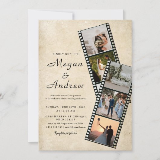 Film Strip Photo wedding Invitation (Voorkant)