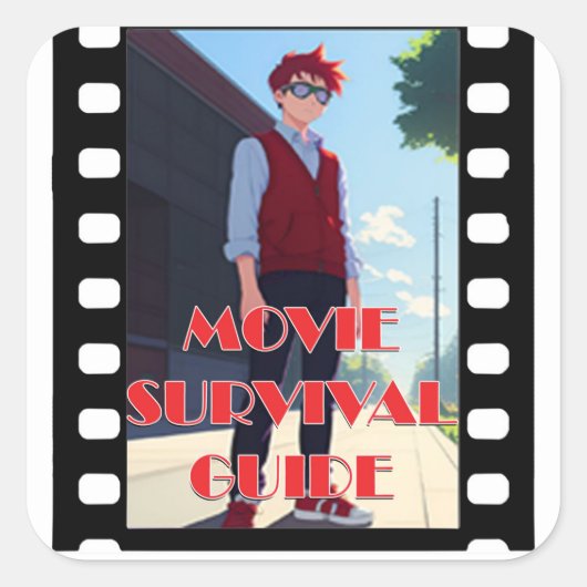 Film Survival Guide Mascotte Vierkante Sticker (Voorkant)
