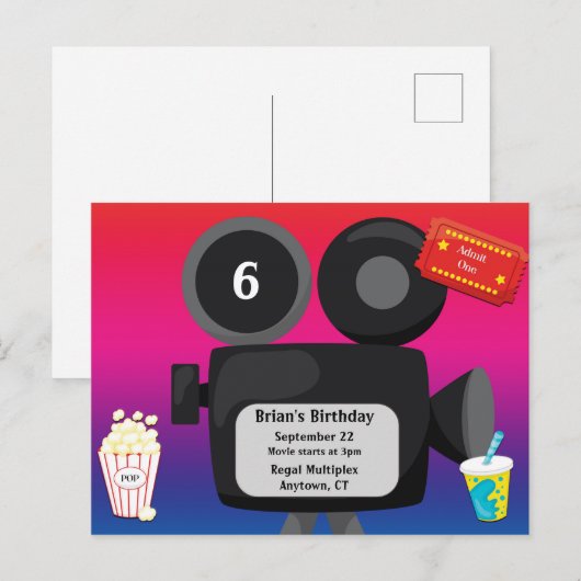 Film Thema Feest Uitnodiging (Voorkant / Achterkant)