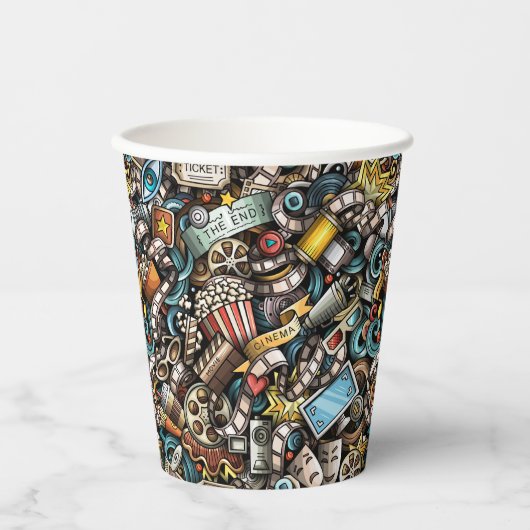  Film thema verjaardagsfeestje Papieren Bekers (Voorkant)