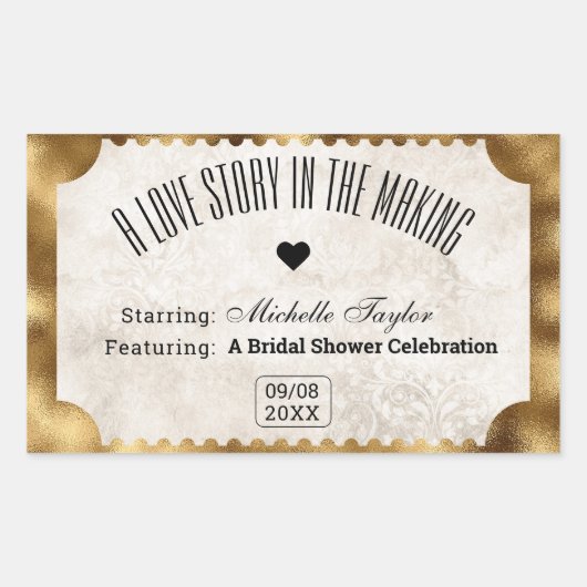  Film Ticket Bruids Datum Nacht Ideeën Rechthoekige Sticker (Voorkant)