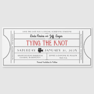 Film Ticket Save The Date Magnetische Uitnodiging