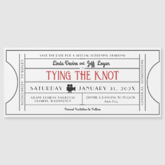  Film Ticket Save The Date Magnetische Uitnodiging