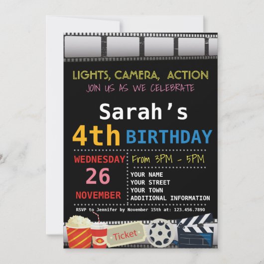 FILM VERJAARDAG UITNODIGING (Voorkant)