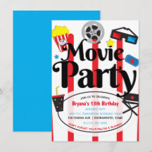Film verjaardagsfeestje bioscoop evenement uitnodi