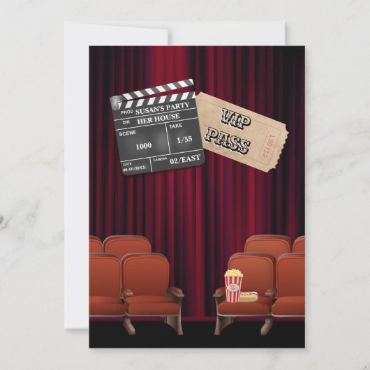 Film VIP popcorn ticket klapper board screening Kaart (Voorkant)