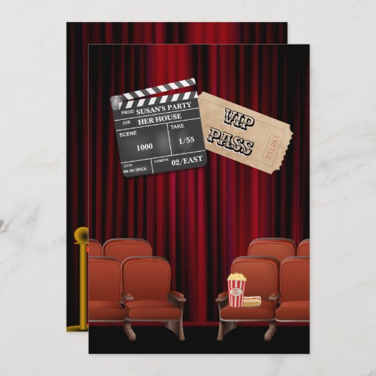 Film VIP popcorn ticket klapper board screening Kaart (Voorkant / Achterkant)
