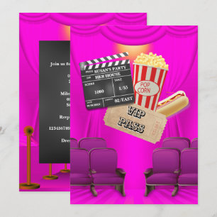 Film VIP popcorn ticket klapper bord meisjes feest Kaart