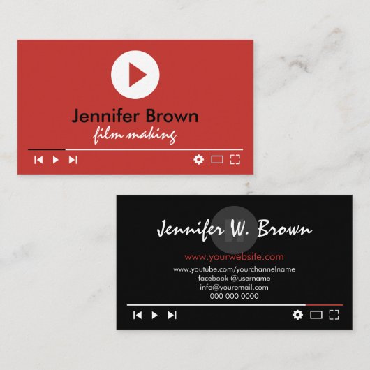 Filmaeditor Uoutuber Video Director Productie Visitekaartje (Voorkant / Achterkant)