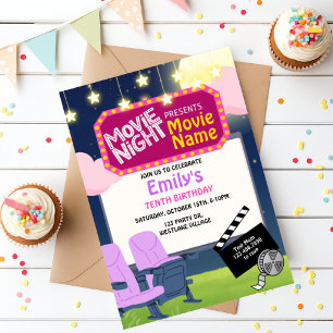 Filmavond, achtertuin film, popcorn, verjaardag kaart