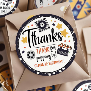 Filmavond Bedankt Sticker Popcorn Verjaardag