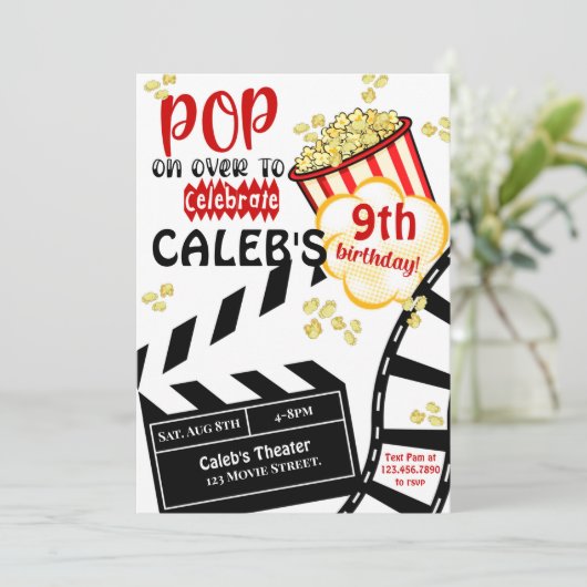 Filmavond|Bioscoop|Popcorn| verjaardagsfeestje Kaart (Staand voorkant)