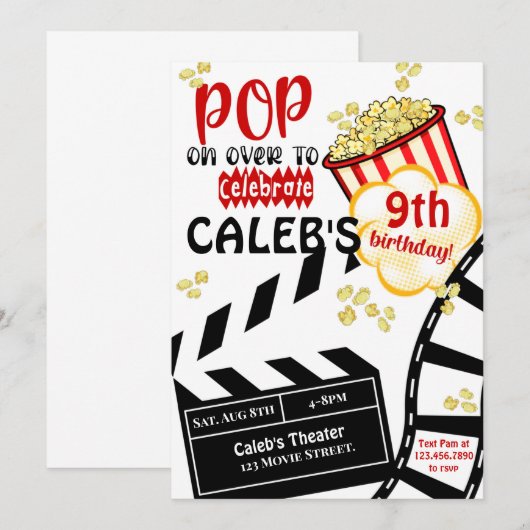 Filmavond|Bioscoop|Popcorn| verjaardagsfeestje Kaart (Voorkant / Achterkant)