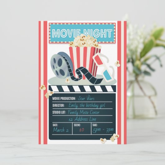 Filmavond Feest Uitnodiging (Staand voorkant)