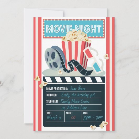 Filmavond Feestuitnodiging Kaart (Voorkant)