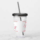 Filmavond gepersonaliseerde naam wit rood acryl drinkbeker (Links)