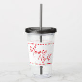 Filmavond gepersonaliseerde naam wit rood acryl drinkbeker (Voorkant)