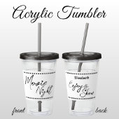 Filmavond gepersonaliseerde naam wit zwart acryl drinkbeker