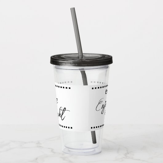 Filmavond gepersonaliseerde naam wit zwart acryl drinkbeker (Links)
