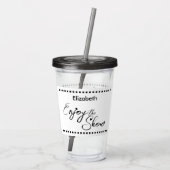 Filmavond gepersonaliseerde naam wit zwart acryl drinkbeker (Achterkant)