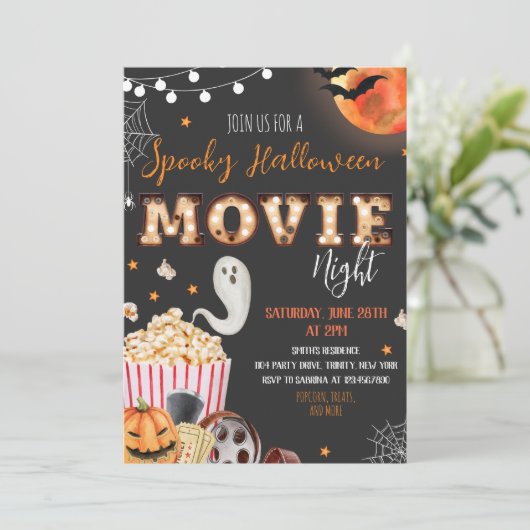 Filmavond Halloween feest Kaart (Staand voorkant)