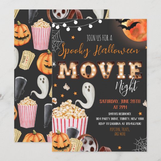 Filmavond Halloween feest Kaart (Voorkant / Achterkant)