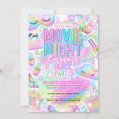 Filmavond Pajama Pastel Rainbow Verjaardagsfeest Kaart (Voorkant)