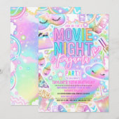 Filmavond Pajama Pastel Rainbow Verjaardagsfeest Kaart (Voorkant / Achterkant)