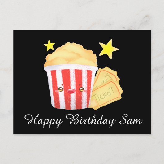 Filmavond Popcorn en tickets Briefkaart (Voorkant)