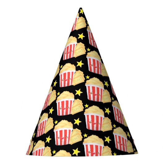 Filmavond Popcorn en tickets Feesthoedjes (Voorkant)