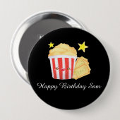 Filmavond Popcorn en tickets Ronde Button 4,0 Cm (Voorkant /achterkant)