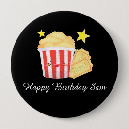 Filmavond Popcorn en tickets Ronde Button 4,0 Cm