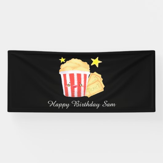 Filmavond Popcorn en tickets Spandoek (Horizontaal)