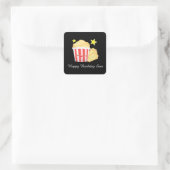 Filmavond Popcorn en tickets Vierkante Sticker (Tas)